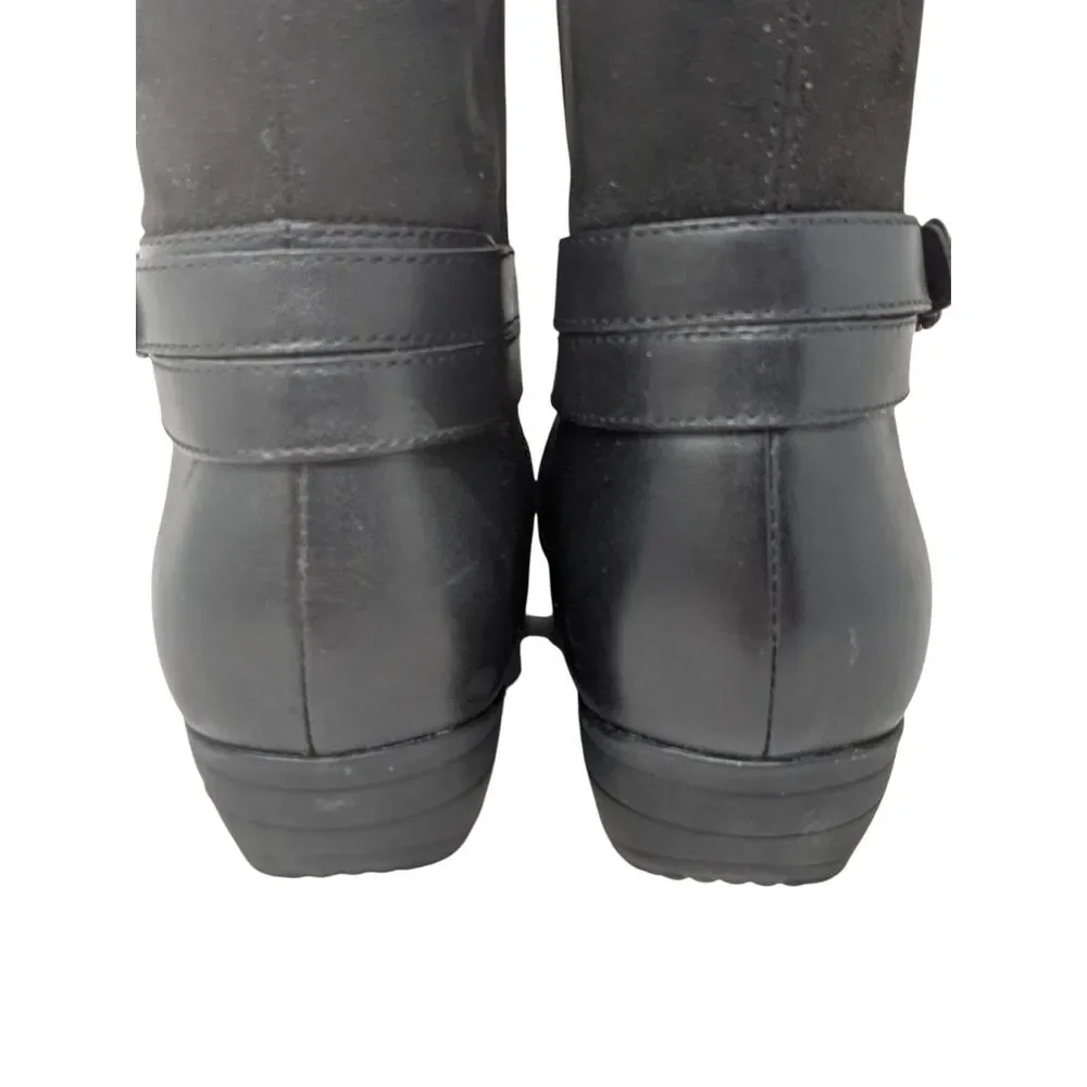Dansko Francesca Black Milled Leather Tall Boots Womens 8